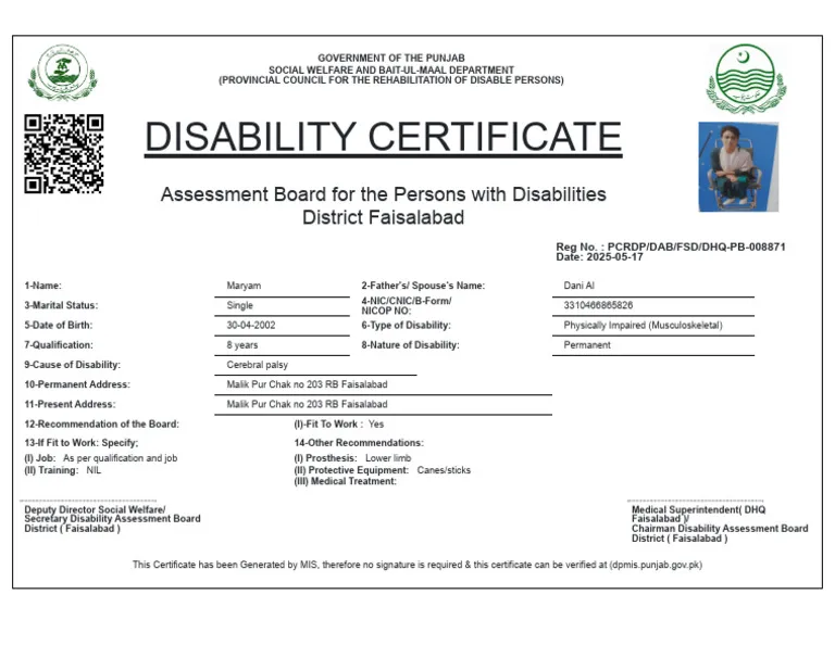 Disability Verification Process